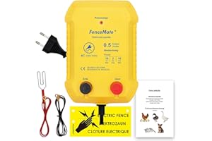 FenceMate 230V Weidezaungerät 0,5J Output für 2 bis 10 km, niedrige Impedanz Spitzenspannung 10kV für Geflügel, Vieh, Hobbytiere, Haustiere, Steuergerät zum Schutz von Gärten und Grundstücken