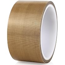 2 Rolls High-Temp Teflon Tape (PTFE) - 1x33ft, 180um Thick, 662°F Adhesive Fiberglass