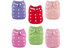 ‎ALVABABY Alva Baby 6 Pack Tasche waschbar Verstellbare Stoffwindeln Windeln + 12 Einsätze 6BM88-DE