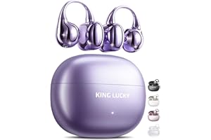 King Lucky Open-Ear-Kopfhörer Kabellos Bluetooth 6.0–Clip-On-Ohrhörer mit Mikrofon,50h Spielzeit,ENC,IPX5 Wasserfes –Komfortabel für kleine Ohren&Brillenträger,Ideal für Sport (Lila)