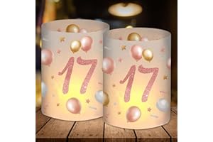 LUCKEEY 12 Windlicht Tischdeko, Deko 17. Geburtstag Mädchen, Geburtstagsdeko 17 Jahre Mädchen, Geschenk für 17 Jähriges, Happy Birthday Tischdeko Rosegold, Geeignet für Teelichter oder Kerzen