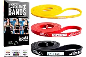 Ryher Bandas de Resistencia Fitness - Banda Elastica musculacion para Crossfit, dominadas, Asistente para pullups o Levantamiento de Pesas - Incluye Manual, PDF y Bolsa