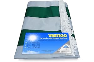 TEX FAMILY Tenda Sole Vertigo da Esterno Giardino Balcone RIGONE Verde Impermeabile e Idrorepellente - Cm. 150 x 350