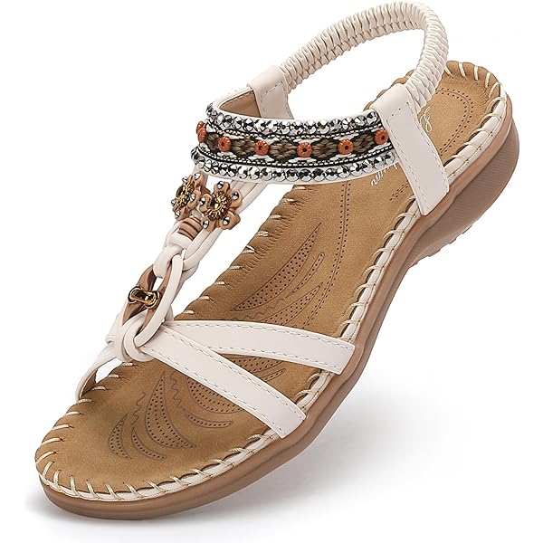 Sandales Femme été Compensées à Fleurs - Confort, Semelle Antidérapante, Style Bohème Plage, Talon Moyen