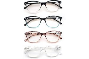 MODFANS Womens Reading Glasses 1.25 4-Pack Stylish Ladies Readers,Comfort Spring Hinge,Light Frame Pattern Fashion Design Pouch Included