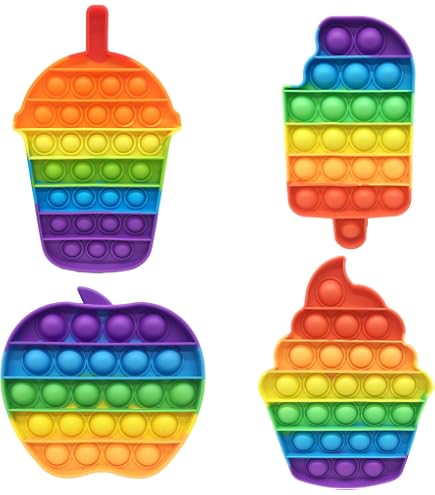 Jouets Anti-stress Pop Push It - Lot De 6 En Silicone, Porte-clés, Pour TDAH, Anxiété, Enfants Et Adultes
