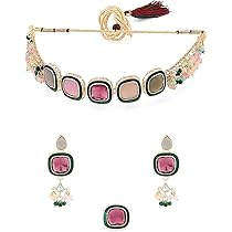 アクセサリー Kumari ZAVERI PEARLS Pink Turquoise Blue Stones & Cluster Beads