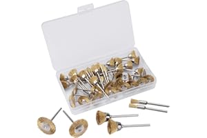 YOICN LTH Keweiding Lot de 45 brosses métalliques en laiton pour nettoyer la rouille sur le bois et le métal avec forets de fixation pour perceuse