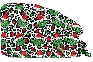 XYYYHTL Antipolvere Donna Cappello Cuffie Chirurgiche per Infermiera Dottore Infermiera Cuoco cosmetologi Cappello con Stampa Natalizia Cuffia Chirurgica con Fascia Regolabile Cuffietta Chirurgica Uomo