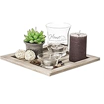 GoMaihe Holz Teelichthalter Set - 3-teilige Herzform Deko Mit Tablett