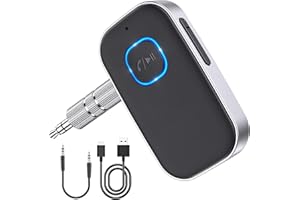 Babacom Bluetooth Receiver, Car Bluetooth Aux Adapter, Noise Cancelled 3.5mm Aux Blue tooth 5.3 Car Amplifiers Receiver for Stereo/Speakers/Wired Headphones, Hands-free Calls (16H Standby/Dual Link)