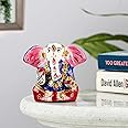 Profound Craft Blessing Lord Ganesha with Metal Meenakari Painting Car Dashboard Idol Small Ganpati Statue for Puja Temple Office Gifts(3x6x6cm)