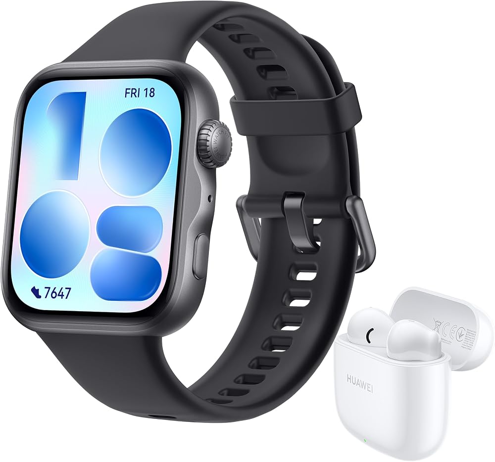 HUAWEI WATCH FIT 5 Akıllı Saat + FreeBuds SE 2, 1.82″ Ekran, Siyah | Şık Tasarım, NFC, Düşme Algılama, Uzun Pil Ömrü, Sağlık Yönetimi, 100+ Antrenman Modu, 5 ATM Su Geçirmez, Android & iOS