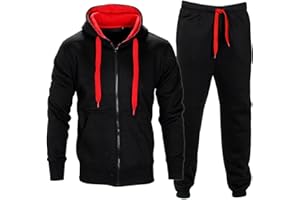 Parsa Fashions ® Mens Tracksuit Set Full Sleeve Fleece Zipper Hoodie Top Bottoms Jogging Joggers Gym CONTRAST And PLAIN - Available in PLUS SIZES (Small to 5XL)