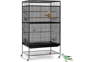 ASOCEA Großer Vogelkäfig-Samenkäfig Vogelkäfigabdeckung Verstellbarer Vogelkäfig Nylon Maschennetz Papageienkäfig Weiche luftige Schutzhülle für Runde (Schwarz, 118 * 31.5in/300 * 80cm)