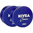 NIVEA Moisturising Cream, Universal All Pourpose Moisturizer for Face Body Hands, Tin 2x250ml