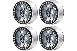 Runup Llantas RC 1,9 pulgadas Beadlock Wheels Llantas 4pcs Metal Buje para Axial SCX10 90046 AXI03007 TRX4 CC01 1/10 RC Crawler (titanio)