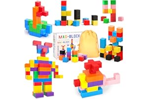 AQXONG 96 Pièces Blocs de Construction Magnétiques Jouets Jouets de Construction Magnétiques Blocs de Construction Éducatifs Jouets Jouets de Construction pour Enfants Convient pour 3+ Enfants