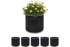 YEJAHY Lot de 5 Sacs de Plantes de 40 L, Sacs de Croissance de Plantes avec poignées Solides, Sacs de Plantes Respirants, Sac de Plantes pour Tomates, Fleurs, Plantes et Plus - 10 Gallons