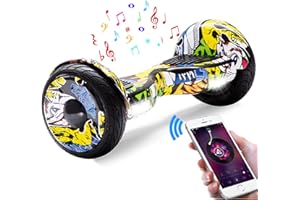 E-RIDES Hoverboard 10 Zoll, Hoverboards 700 Watt Self Balance Scooter mit Bluetooth Lautsprecher Musik, Elektro Self Balance Board mit Bunten LED-Licht, Geschenk für Kinder und Erwachsene (Hip-Hop)