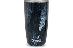 S'well Tumbler with Lid, 530ml, Azurite Marble, Vacuum-Insulated Travel Cup with Slide-Open Lid, for Hot and Cold Beverages, At Home or Work up to 12h Cold/4h Hot