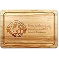 Hardwood Chopping Board with Cockapoo Dog Design - 30x20 cm Kitchen Cutting Board with Juice Groove - Gift Idea for Him or Her, Christmas & Birthdays - Made in The UK