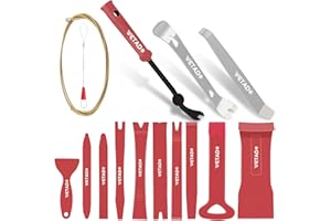 Auto Trim Removal Tools Kit, Wetado 15Pcs Car Panel Removal Tool Interior Trim Kit Fastener Rivet Remover Plastic Pry Tool Set - Removal of Car Door Panels, Fasteners, Molding, Dashboards, Wheel Hubs
