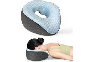 SeiriHelper Massagekissen Kopfloch, Ergonomisches Gesichtskissen mit abnehmbarem Bezug, Massage Kopfstütze für Bett (Dunkelgrau)