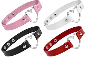 QHFlashbuy Punk Halsband Choker Set 4 Stück PU Leder Halskette Damen Gothic Choker Tattoo Halskette für Halloween Party Schmuck