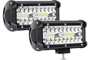 PICAA 2x 7 Inch 120W LED Light Bar 4x4 12V 24V, Triple Rows Spot Flood Combo Work Lights Fog Lamp Waterproof for Off-Road Truck Car ATV SUV UTV Tractor Motorcycle