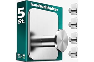 4smile ganci adesivi acciaio inox - SET 6 porta asciugamani autoadesivo bagno antiruggine, appendini accappatoio bagno, asciugamano da tè cucina, argento