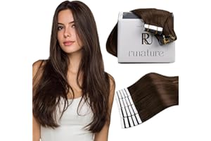 RUNATURE Extensiones Adhesivas Pelo Natural Castaño Extensiones Adhesivas de Pelo Cabello Humano Marron Tape Extensiones Adhesivas Invisibles Pelo Remy 10 Pulgada/25cm 20pcs/30g #4