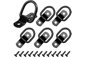 BATEYA 6 Stück D Ringe Set mit Halterung Schwerlast Zurrösen mit Schrauben, Verzurrösen Schwarz Zurring Zurröse Aufbauring Zurringe für Anhänger für LKW Kajak Ladungssicherung