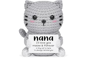 Giftasy Nana Gifts, Nana Birthday Gifts - Handmade Crochet Funny Cute Cat, Christmas Birthday Mother's Day Present for Nana from Grandchildren