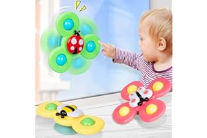 LULULIA Toys for 1 2 3 Year Old Girls Gifts,Suction Cup Fidget Spinner Toys for 1-3 Year Olds Boys Baby Sensory Toys for 0-6-12 Months Plus,Bath Toys for 1 2 Year Olds for Toddler 1