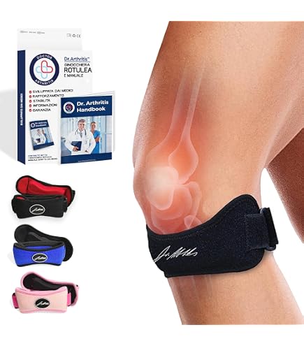 HLGO Fascia Rotulea Regolabile - Tutore Per Ginocchio Del Saltatore E Tendinite - Supporto In Gel Per Corsa, Calcio, Basket, Pallavolo - Taglia Unica (33-46cm)