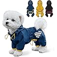 Miucat Dog Raincoat, Waterproof Dog Rain Jacket with Hood, Dog Rain Coat with Leash Hole, Reflective Strap for Small Medium Dogs, Lightweight Puppy Clothes(Blue,XS)