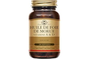 Solgar Huile de Foie de Morue - Vitalité - Défenses Immunitaires - Acides Gras - Vitamine A et Vitamine D - Complément Alimentaire - Flacon de 100 softgels