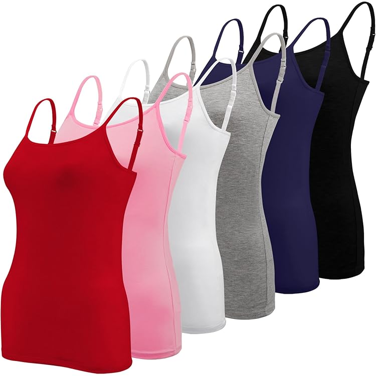 BQTQ 5 stuks onderhemd dames tanktop met vierkante hals, elastische tanktops camisole crop top, M