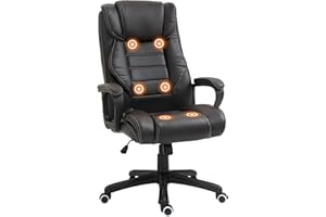 Vinsetto Fotel biurowy do masażu Ergonomiczne krzesło biurowe Duży komfort Regulowana wysokość Funkcja oparcia uchylnego powłoka syntetyczna Brązowy