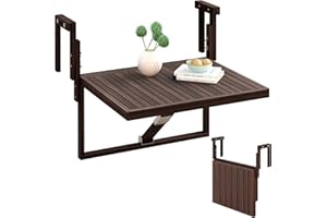 INTERBUILD Toronto Table de terrasse Pliante pour balconréglable FSC Bois Acacia Couleur Espresso 70 x 60 CM