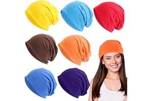 BEROZA 7 Pezzi Slouch Beanie, Beanie in Tessuto Jersey Sottile, Chemo Slap Hat, Berretti Slouch Sottili Cappello Lavorato a Maglia di Transizione Leggero per Corsa, Bici, Dormire