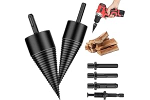 LINYIJOY Bohrkegel Holzspalter 42mm + 32mm Holzspalter Schraube Kegel Set mit 4 Bohrgriffe Spaltholzkegel Holzspalterbohre, Schraube Kegel Schaft Holzspalter Bohrer Brennholzbohrer für Brennholz