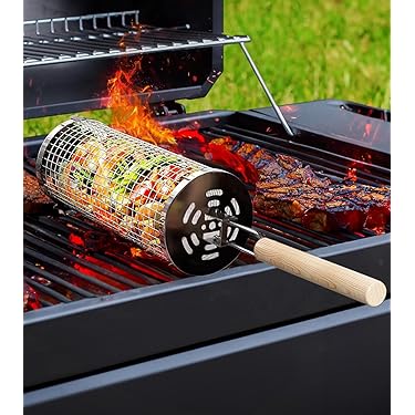 Panier De Gril à Rouler Pour Légumes En Plein Air, Panier De Barbecue B BQ En Acier Inoxydable Portable Pour Crevettes, Légumes, Frites (1 Pièce S (19,8 Cm