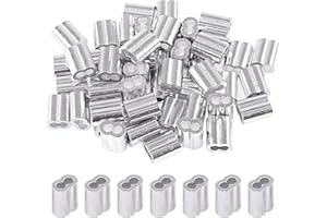 Glarks Lot de 200 manchons à sertir en aluminium de 2 mm - Embouts à double barillet pour câble métallique et câble (200 pièces)