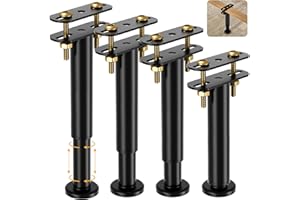 VETIN 4 Stück Höhenverstellbar Bettbeine 18cm, Stützfuss für Bett Mittelbalken, Robuste mittlere Stützbeine des Bettrahmens aus Metall, Lattenrost-Verstärkungsset für King-/Queen-Size-Betten