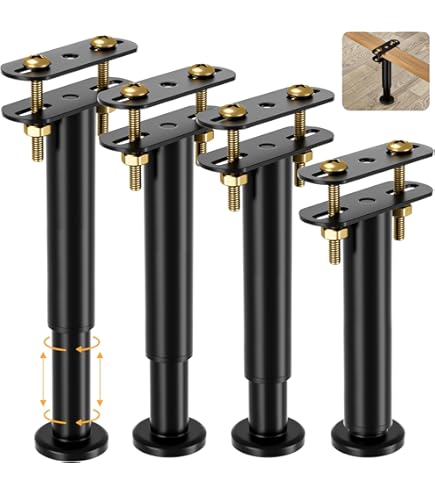 Set 4 Piedi Letto Per Rete A Doghe, Gambe Letto Quadrato Universali Regolabili Piedini Letto Di Supporto Per Mobili Gambe Per Reti A Doghe, Con Viti