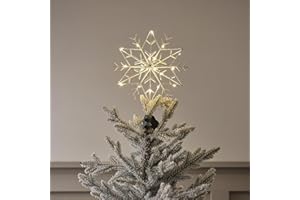 ‎LIGHTS4FUN Lights4fun 30cm Micro LED Schneeflocken Christbaumspitze Weihnachtsdeko Batteriebetrieb Weihnachtsbaumspitze Baumspitze Weiß