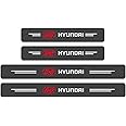 4Pcs Car Door Sill Protector for Hyundai I10 I20 I30 I40 IX20 IX35 Tucson Kona, Threshold Scuff Plate Cover Car Kick Plates Accessories Automobile Door Steps Welcome Pedal Decorative Strips