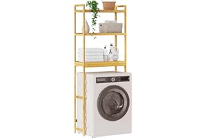 ‎EUGAD EUGAD Badregal Waschmaschinenregal Toilettenregal aus Bambus, schmales Badschrank Badmöbel mit 3 Ablagen, verstellbaren Regalen, für Badezimmer, Küche, Balkon, Naturfarben
